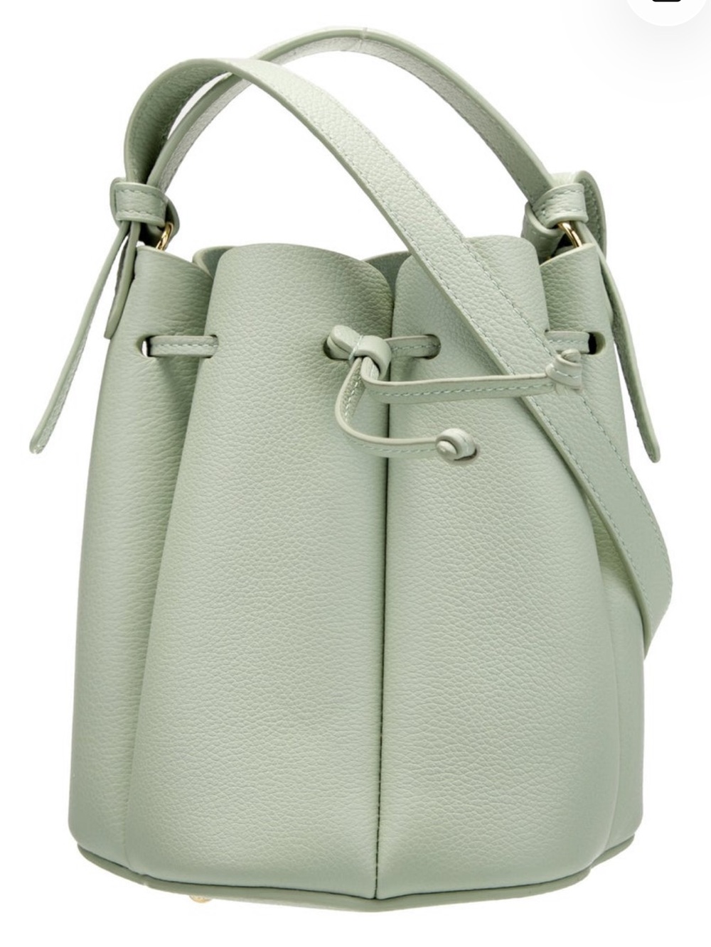 Polene Mint-Toned Pebbled Leather Bucket Bag